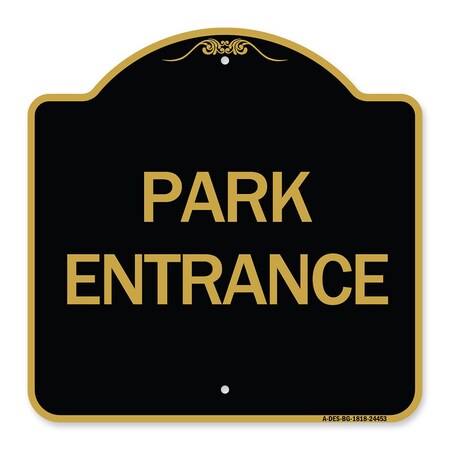 Signmission Designer Series Sign-Park Entrance, Black & Gold Aluminum Architectural Sign, 18" H, BG-1818-24453 A-DES-BG-1818-24453